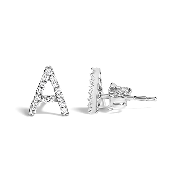 1/10 Ct. T.W. Diamond Initial a to Z Stud Earrings in 10K White Gold