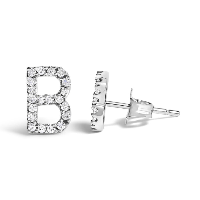 1/10 Ct. T.W. Diamond Initial a to Z Stud Earrings in 10K White Gold