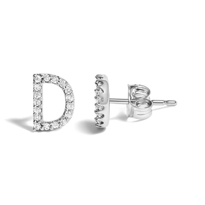 1/10 Ct. T.W. Diamond Initial a to Z Stud Earrings in 10K White Gold