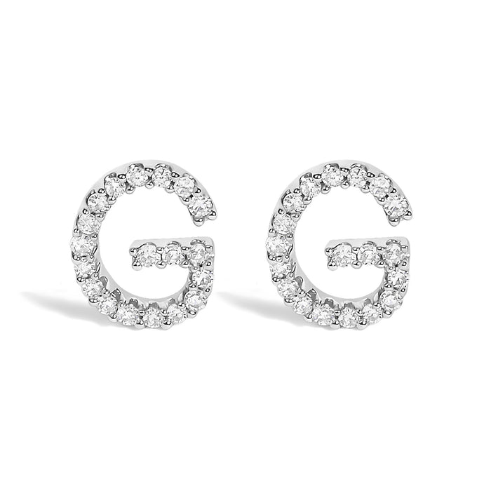 1/10 Ct. T.W. Diamond Initial a to Z Stud Earrings in 10K White Gold, photo 20