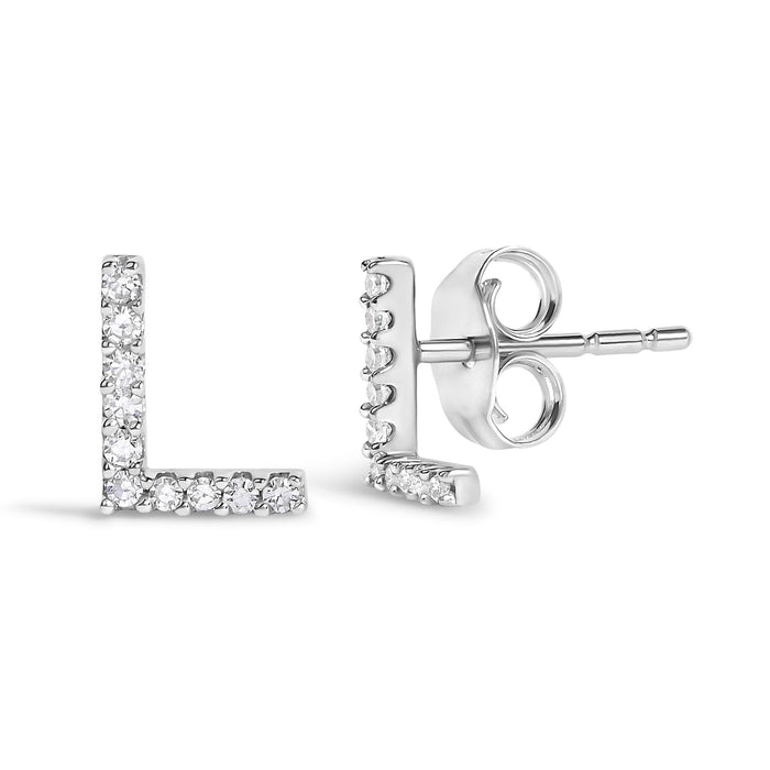 1/10 Ct. T.W. Diamond Initial a to Z Stud Earrings in 10K White Gold, photo 41