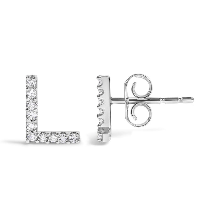 1/10 Ct. T.W. Diamond Initial a to Z Stud Earrings in 10K White Gold