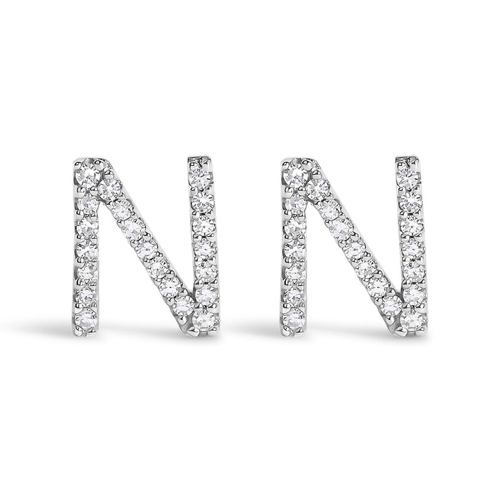 1/10 Ct. T.W. Diamond Initial a to Z Stud Earrings in 10K White Gold, photo 13