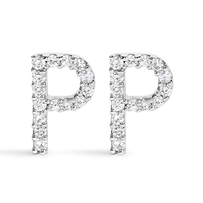 1/10 Ct. T.W. Diamond Initial a to Z Stud Earrings in 10K White Gold, photo 11