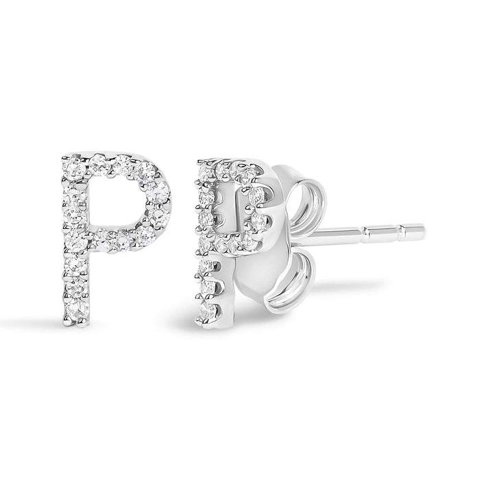 1/10 Ct. T.W. Diamond Initial a to Z Stud Earrings in 10K White Gold, photo 37
