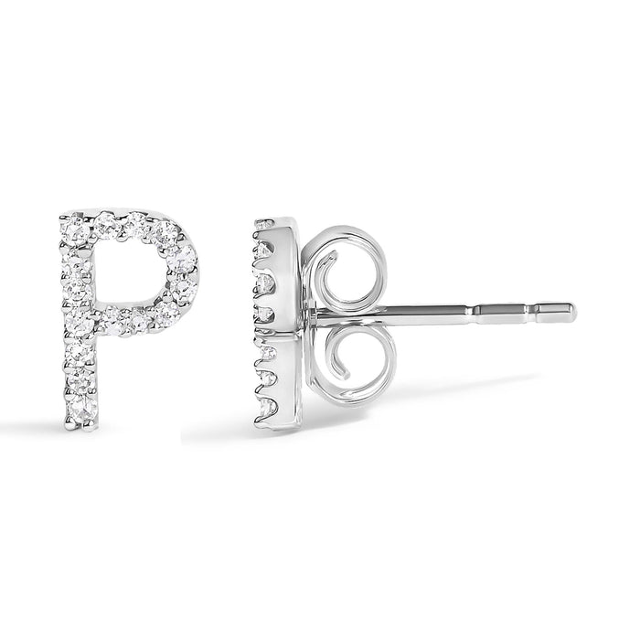 1/10 Ct. T.W. Diamond Initial a to Z Stud Earrings in 10K White Gold