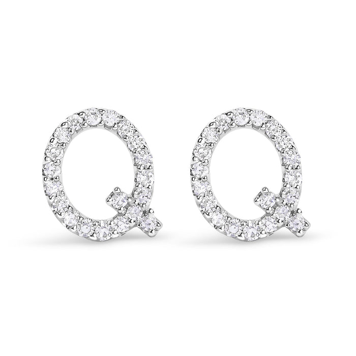 1/10 Ct. T.W. Diamond Initial a to Z Stud Earrings in 10K White Gold, photo 10