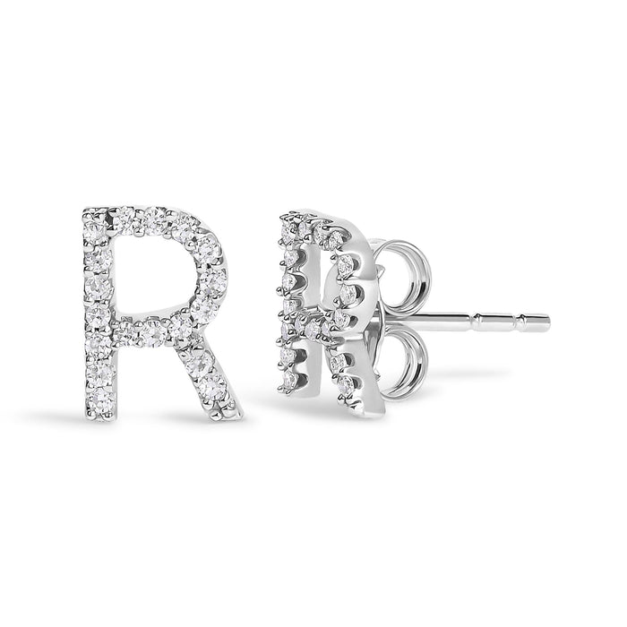 1/10 Ct. T.W. Diamond Initial a to Z Stud Earrings in 10K White Gold, photo 35