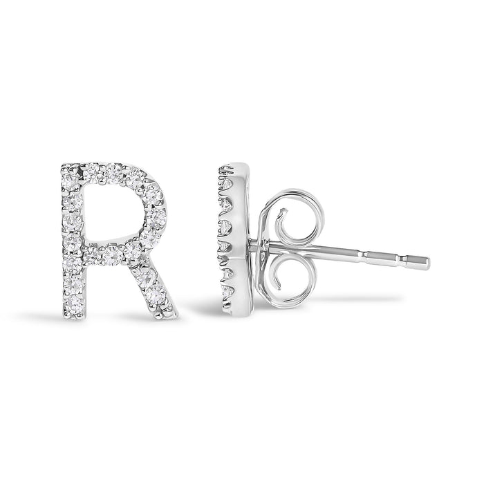 1/10 Ct. T.W. Diamond Initial a to Z Stud Earrings in 10K White Gold
