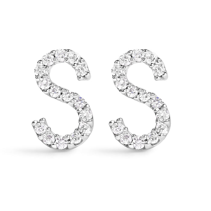 1/10 Ct. T.W. Diamond Initial a to Z Stud Earrings in 10K White Gold, photo 8