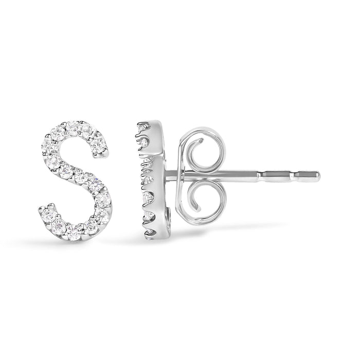 1/10 Ct. T.W. Diamond Initial a to Z Stud Earrings in 10K White Gold