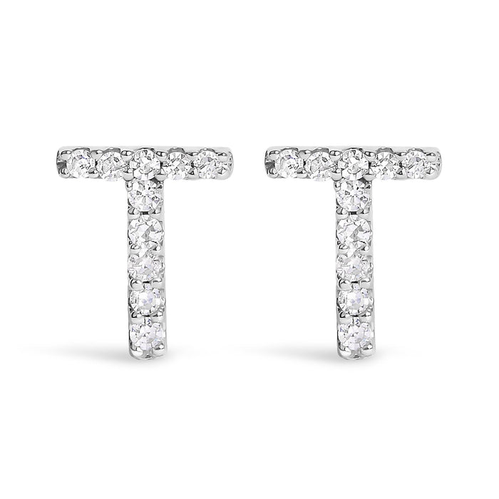 1/10 Ct. T.W. Diamond Initial a to Z Stud Earrings in 10K White Gold, photo 7