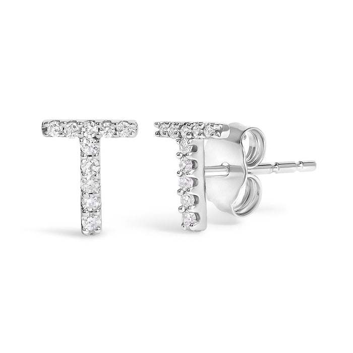 1/10 Ct. T.W. Diamond Initial a to Z Stud Earrings in 10K White Gold, photo 33