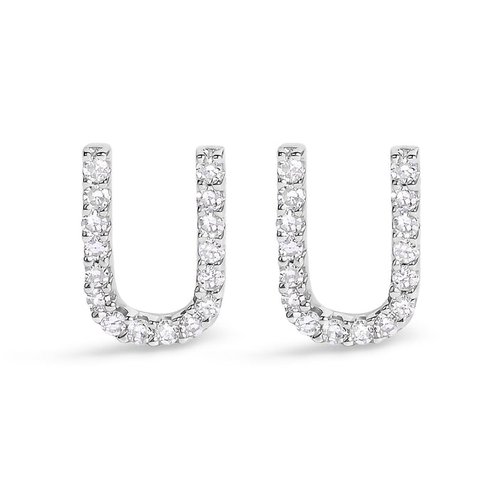 1/10 Ct. T.W. Diamond Initial a to Z Stud Earrings in 10K White Gold, photo 6
