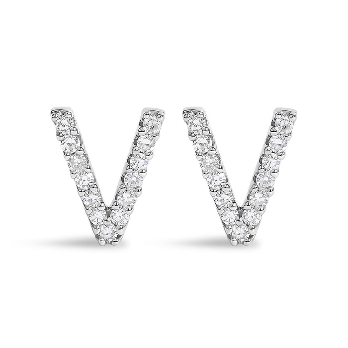 1/10 Ct. T.W. Diamond Initial a to Z Stud Earrings in 10K White Gold, photo 5