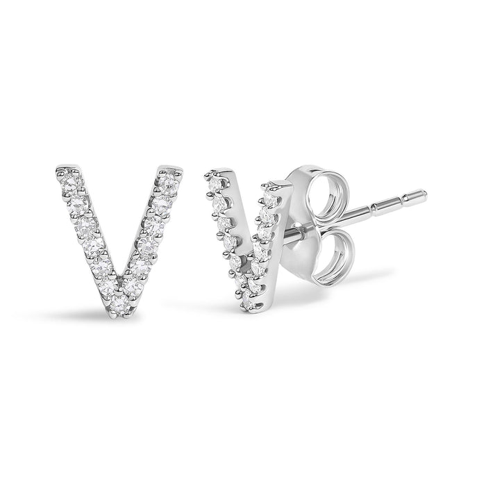 1/10 Ct. T.W. Diamond Initial a to Z Stud Earrings in 10K White Gold, photo 31