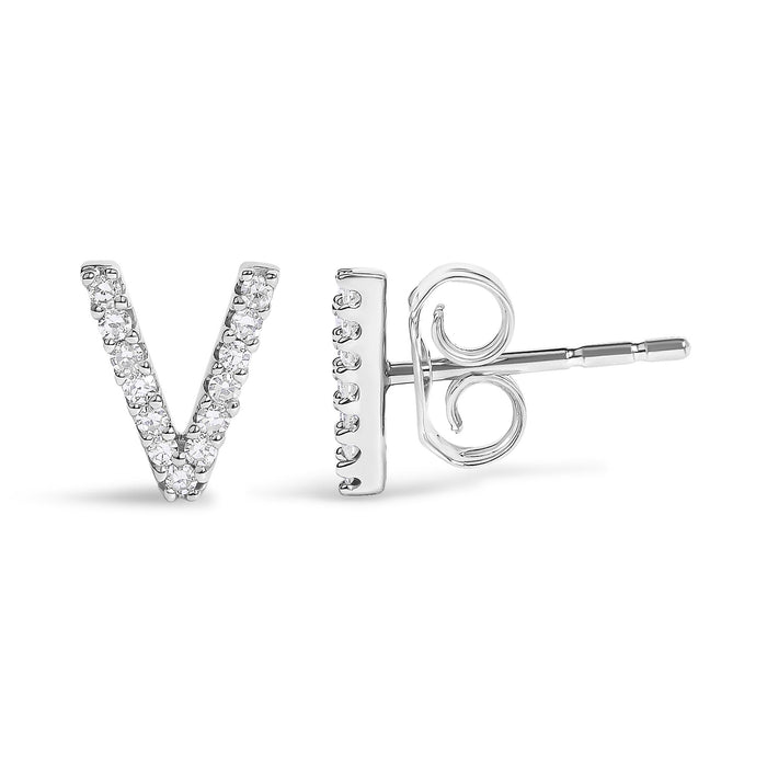 1/10 Ct. T.W. Diamond Initial a to Z Stud Earrings in 10K White Gold