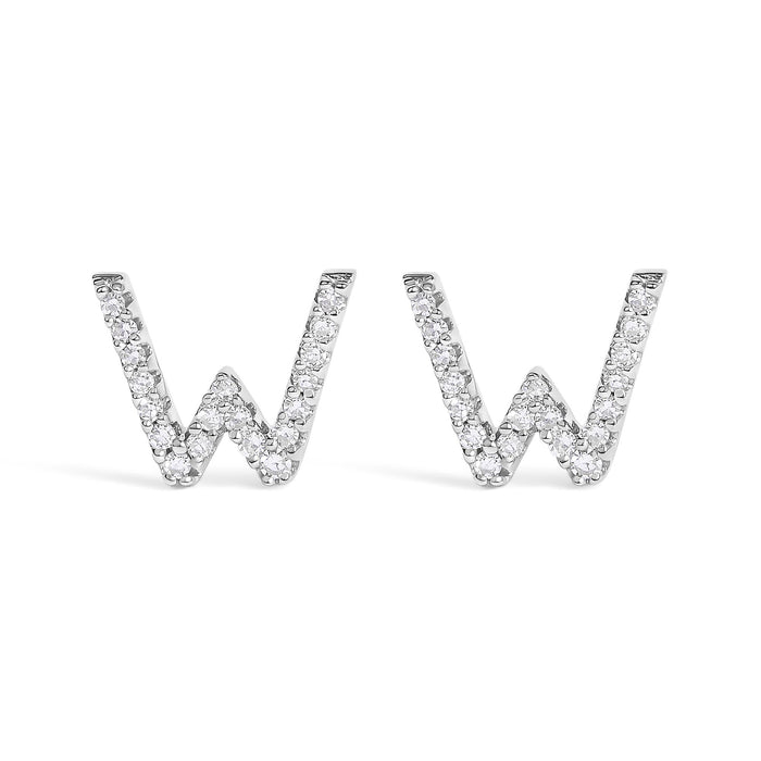1/10 Ct. T.W. Diamond Initial a to Z Stud Earrings in 10K White Gold, photo 4