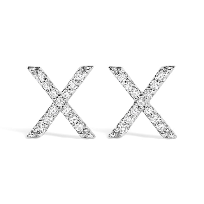 1/10 Ct. T.W. Diamond Initial a to Z Stud Earrings in 10K White Gold, photo 3