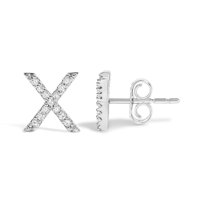 1/10 Ct. T.W. Diamond Initial a to Z Stud Earrings in 10K White Gold