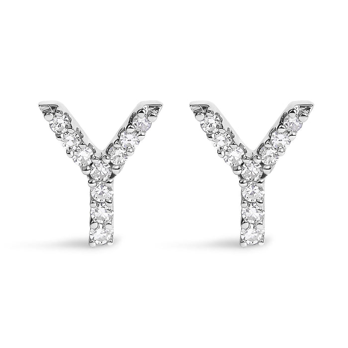 1/10 Ct. T.W. Diamond Initial a to Z Stud Earrings in 10K White Gold, photo 2