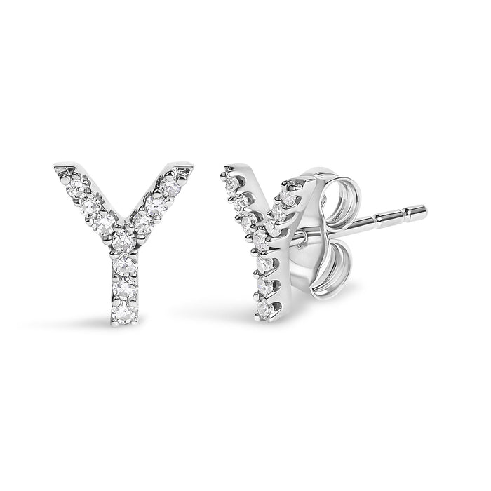 1/10 Ct. T.W. Diamond Initial a to Z Stud Earrings in 10K White Gold, photo 28