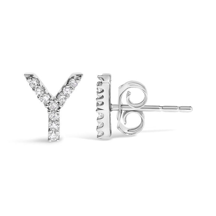 1/10 Ct. T.W. Diamond Initial a to Z Stud Earrings in 10K White Gold