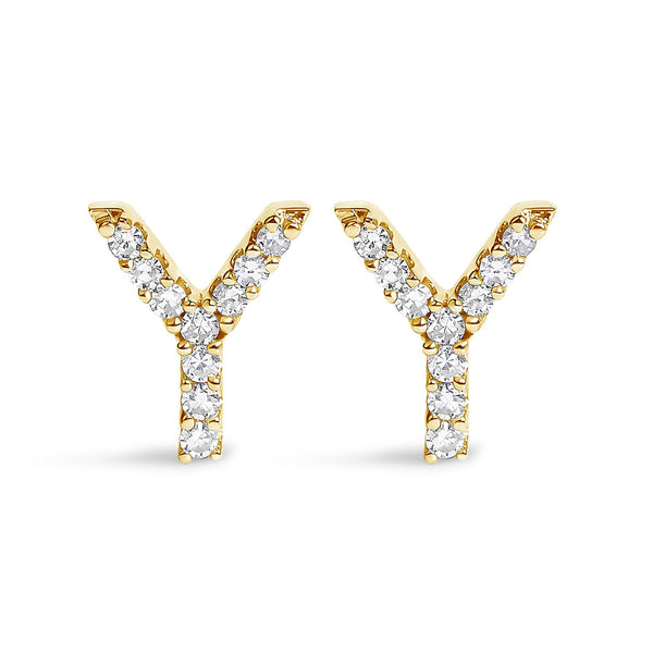 1/10 Ct. T.W. Diamond Initial a to Z Stud Earrings in 10K Yellow Gold, photo 2