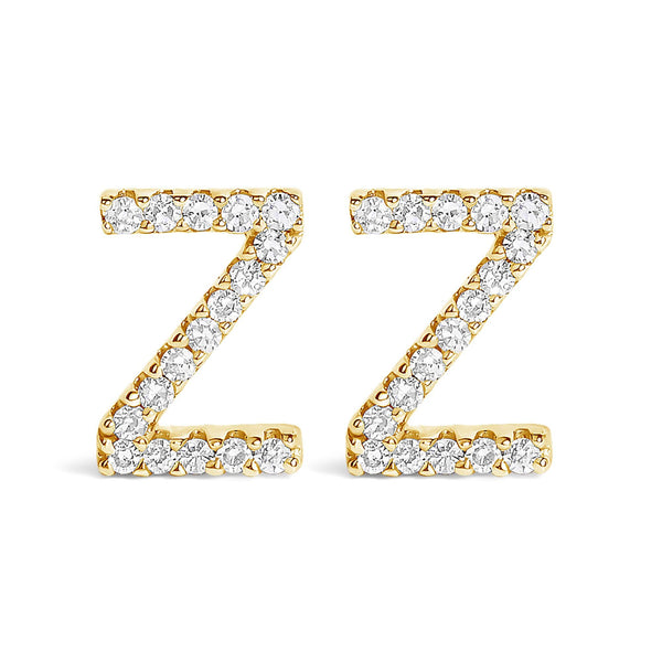 1/10 Ct. T.W. Diamond Initial a to Z Stud Earrings in 10K Yellow Gold, photo 1