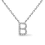 Collar con colgante de inicial A-Z en bloque con detalle de diamante en oro blanco de 10K, foto 51