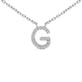 Collar con colgante de inicial A-Z en bloque con detalle de diamante en oro blanco de 10K, foto 46