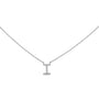 Collar con colgante de inicial A-Z en bloque con detalle de diamante en oro blanco de 10K, foto 18