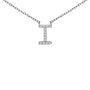 Collar con colgante de inicial A-Z en bloque con detalle de diamante en oro blanco de 10K, foto 44