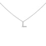 Collar con colgante de inicial A-Z en bloque con detalle de diamante en oro blanco de 10K, foto 15
