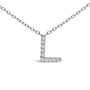 Collar con colgante de inicial A-Z en bloque con detalle de diamante en oro blanco de 10K, foto 41