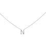 Collar con colgante de inicial A-Z en bloque con detalle de diamante en oro blanco de 10K, foto 13