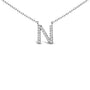 Collar con colgante de inicial A-Z en bloque con detalle de diamante en oro blanco de 10K, foto 39