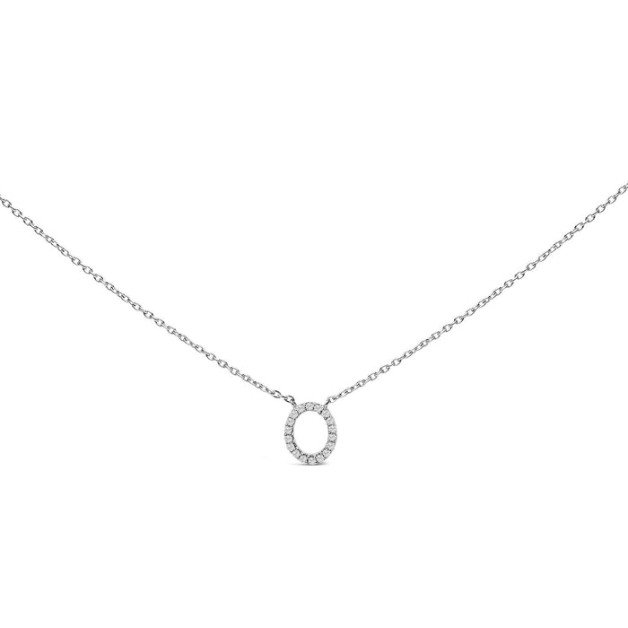 Collar con colgante de inicial A-Z en bloque con detalle de diamante en oro blanco de 10K, foto 12