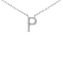Collar con colgante de inicial A-Z en bloque con detalle de diamante en oro blanco de 10K, foto 37
