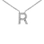 Collar con colgante de inicial A-Z en bloque con detalle de diamante en oro blanco de 10K, foto 35