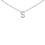 Collar con colgante de inicial A-Z en bloque con detalle de diamante en oro blanco de 10K, foto 8