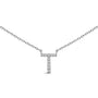 Collar con colgante de inicial A-Z en bloque con detalle de diamante en oro blanco de 10K, foto 33