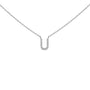 Collar con colgante de inicial A-Z en bloque con detalle de diamante en oro blanco de 10K, foto 6