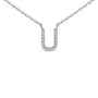Collar con colgante de inicial A-Z en bloque con detalle de diamante en oro blanco de 10K, foto 32