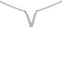 Collar con colgante de inicial A-Z en bloque con detalle de diamante en oro blanco de 10K, foto 31