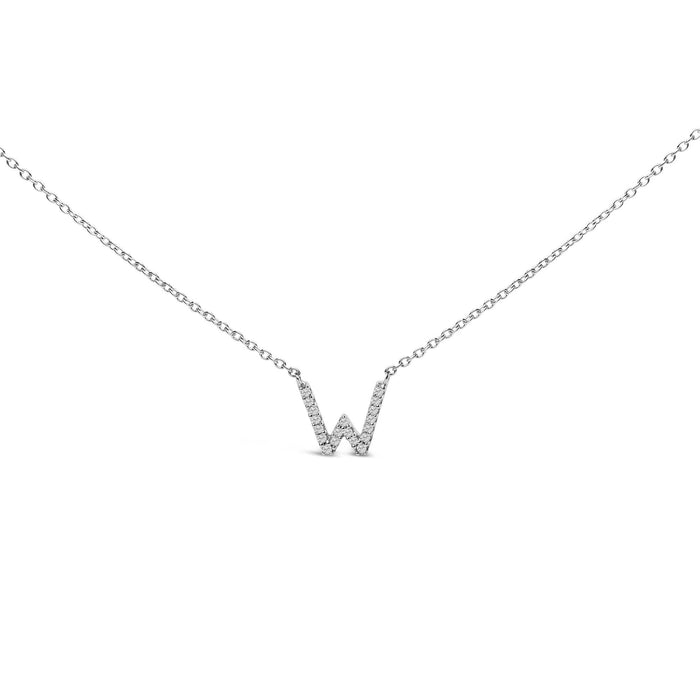 Collar con colgante de inicial A-Z en bloque con detalle de diamante en oro blanco de 10K, foto 4