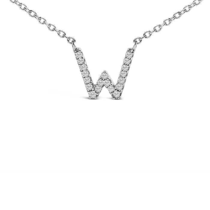 Collar con colgante de inicial A-Z en bloque con detalle de diamante en oro blanco de 10K, foto 30