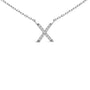 Collar con colgante de inicial A-Z en bloque con detalle de diamante en oro blanco de 10K, foto 29