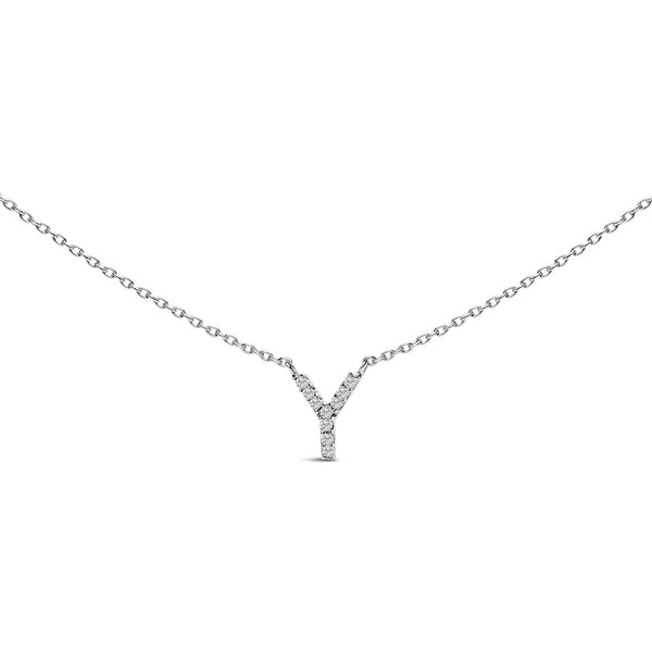 Diamond Accent A-Z Block Initial Pendant Necklace in 10K White Gold, photo 2