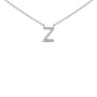 Collar con colgante de inicial A-Z en bloque con detalle de diamante en oro blanco de 10K, foto 27